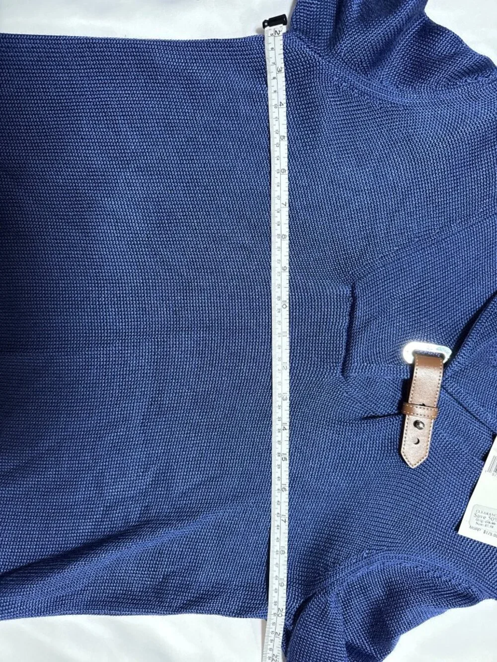 NWT Lauren Ralph Lauren Buckle-Trim Cotton-Blend Sweater Charter Blu Size Large